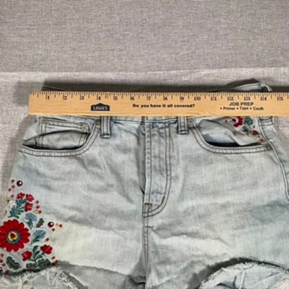 Madewell Embroidered Denim Shorts Women's Floral Perfect Jean Light Wash Size 25 - Picture 8 of 14